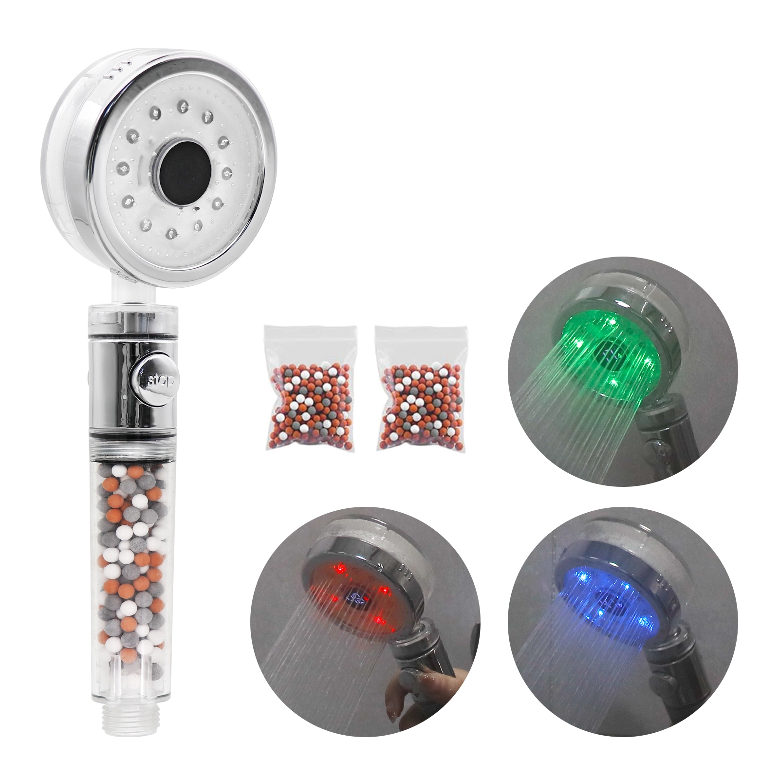 Cabezal de ducha con sensor de temperatura Fanmitrk - luz LED 1