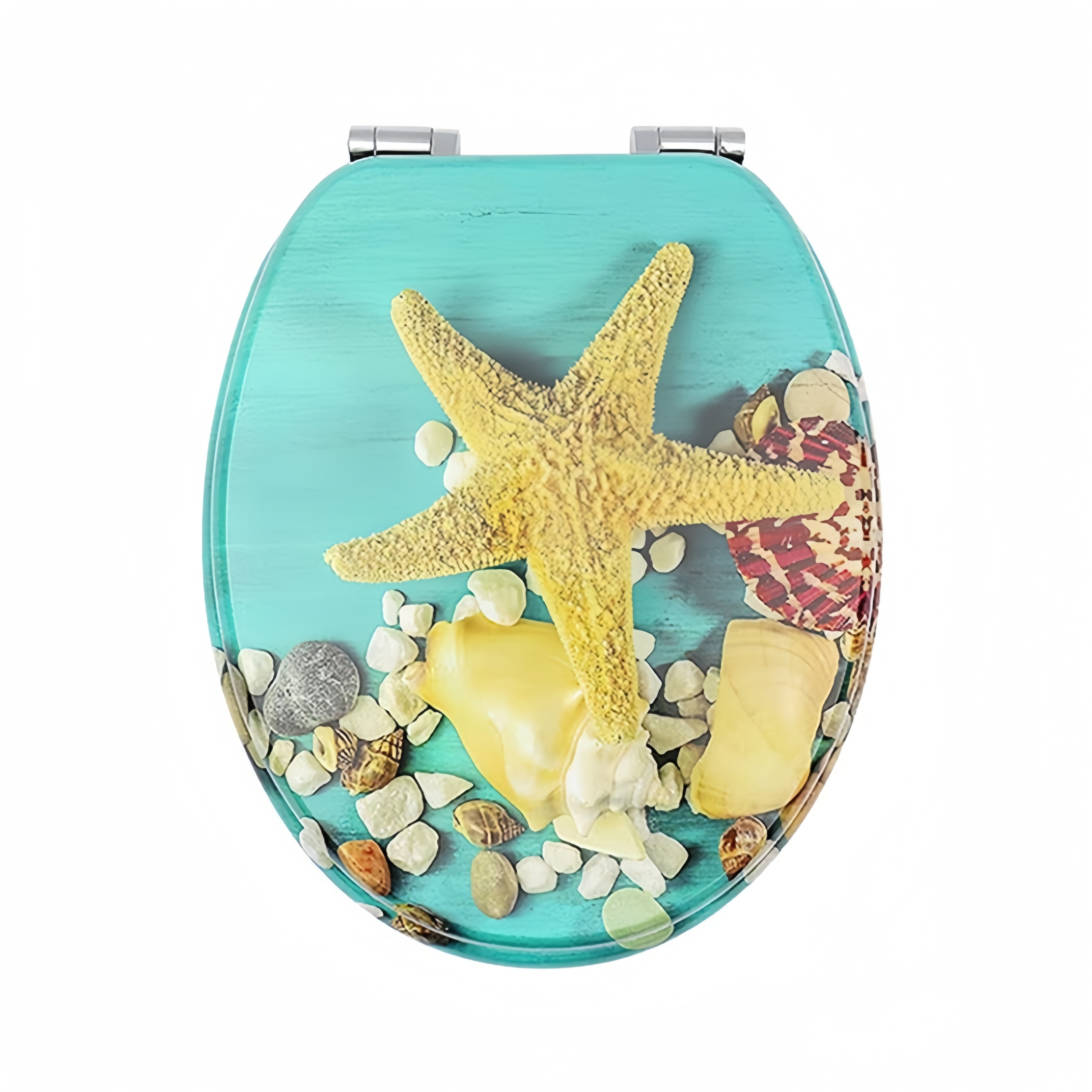 Fanmitrk MDF Toilet Seat 1812 Wooden-Wood Soft Close starfish 1