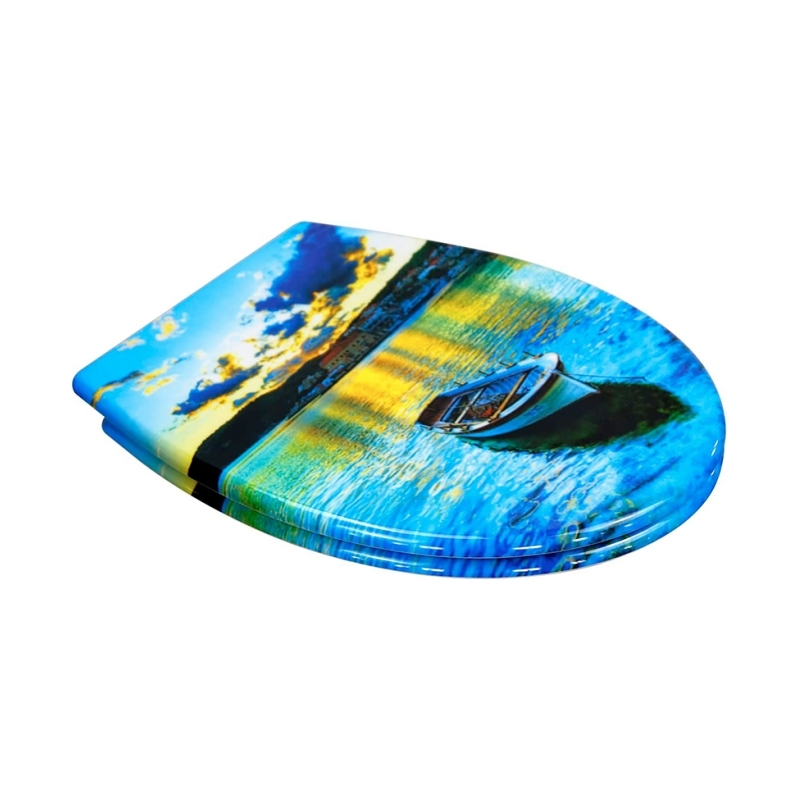 Fanmitrk Asiento de Inodoro Duroplast con Cierre Suave UF819-11 Azul Lago 1