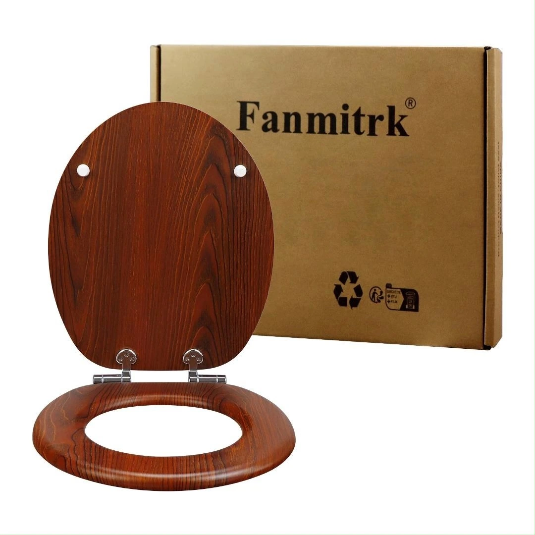 Rood houten toiletbril