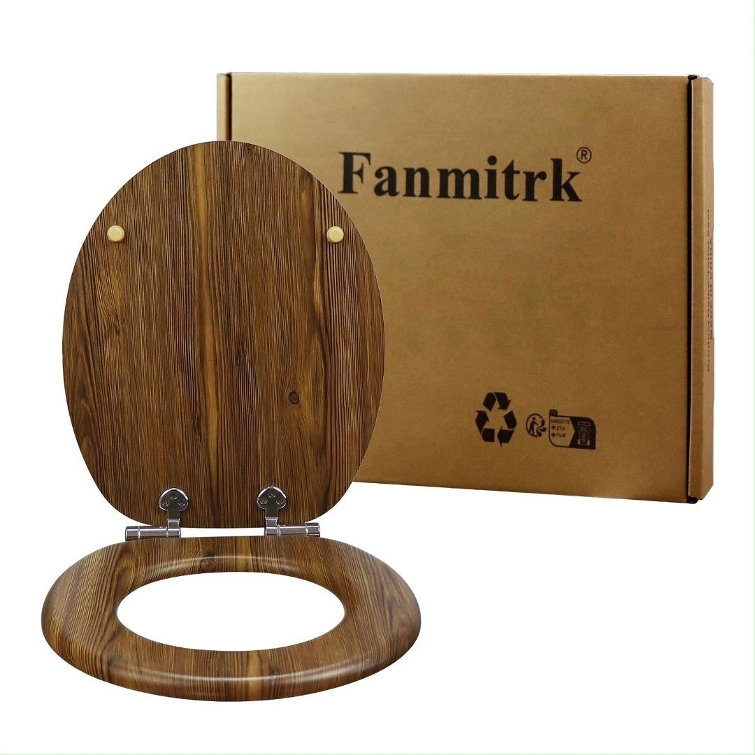 Fanmitrk Elegant oude dennenafwerking MDF -toiletbril 3404 1