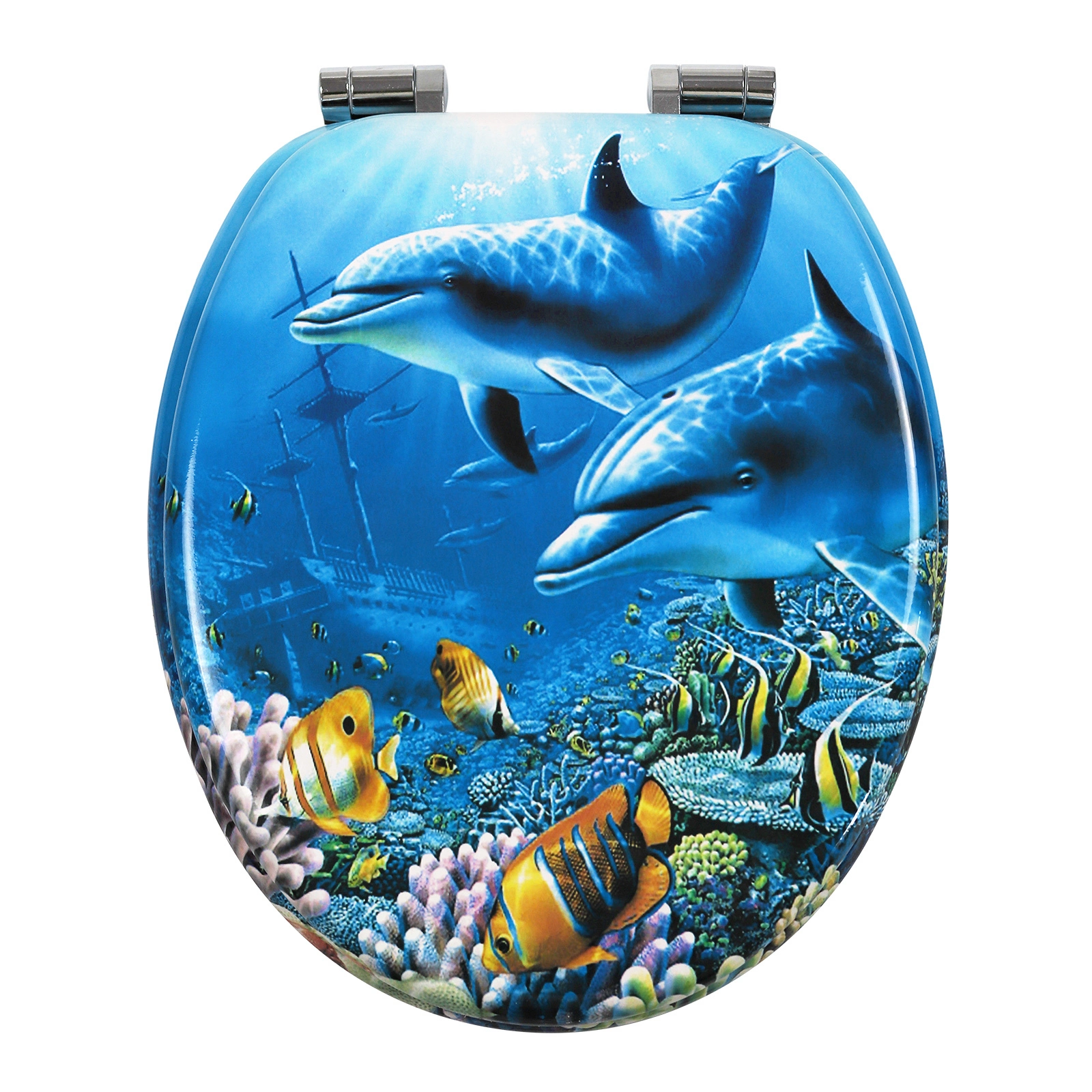 Sea pattern wooden toilet seat