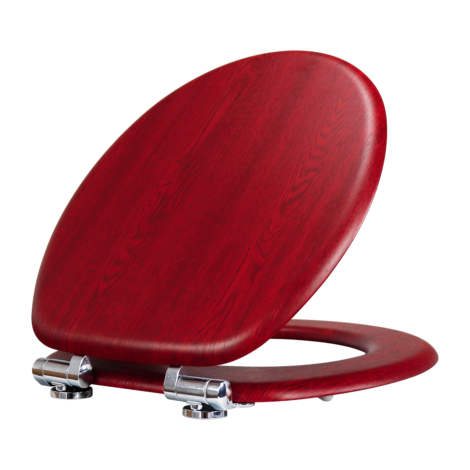 Fanmitrk Red Oak Finish Soft-Close Toilet Seat 1-4 1