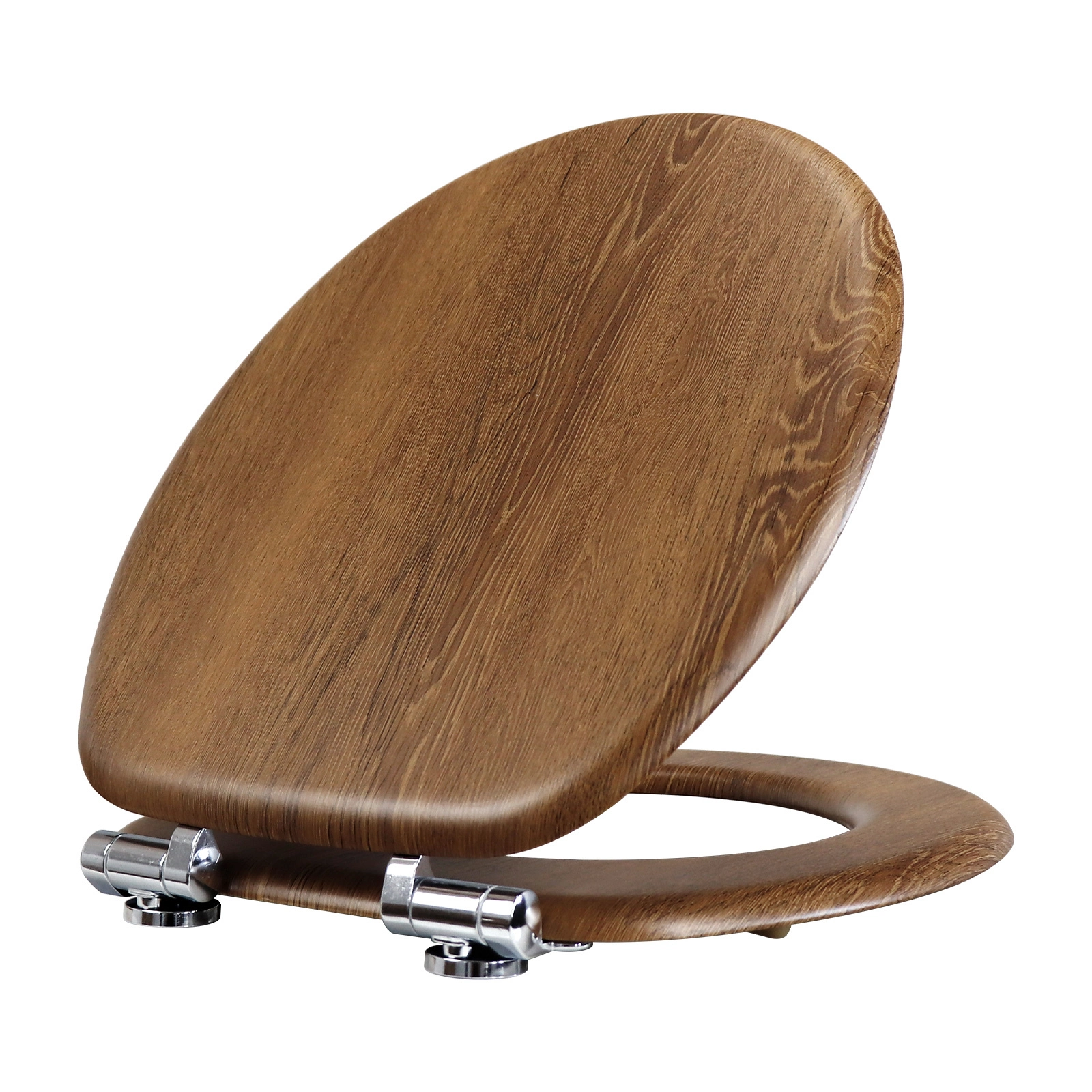 Brown wood grain toilet seat