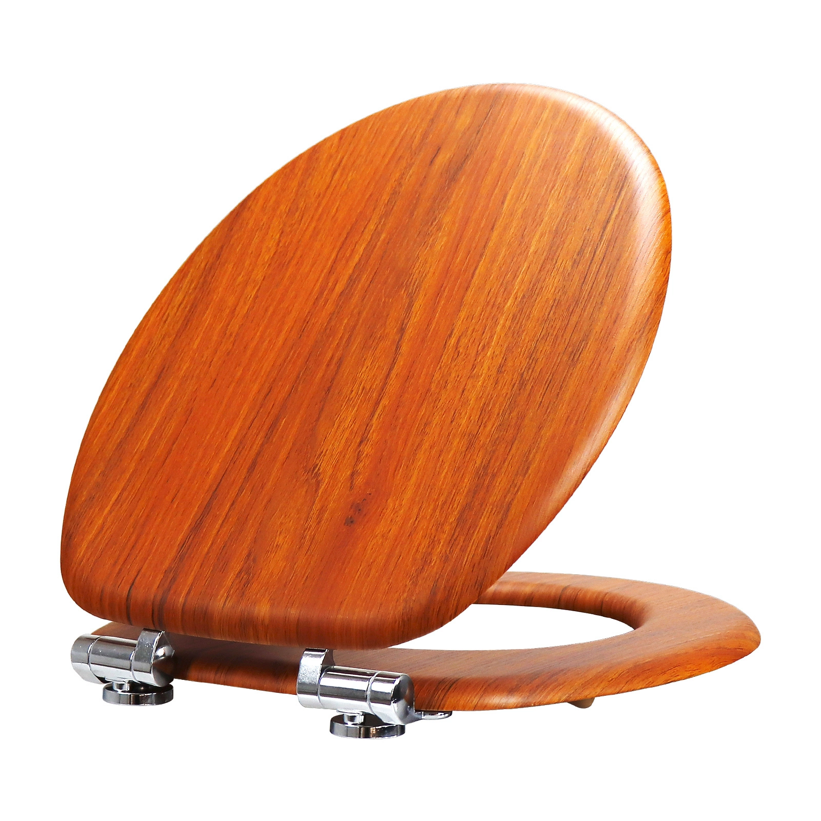 Orange teak toilet seat