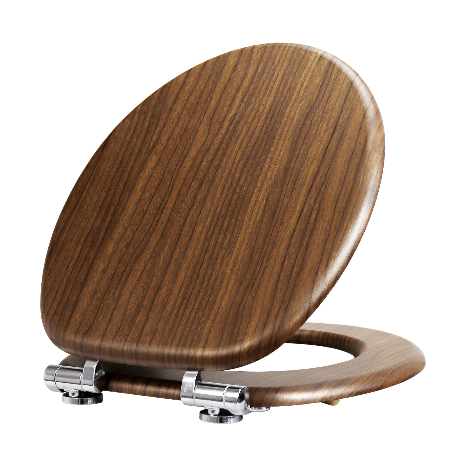 Brown maple wood toilet seat
