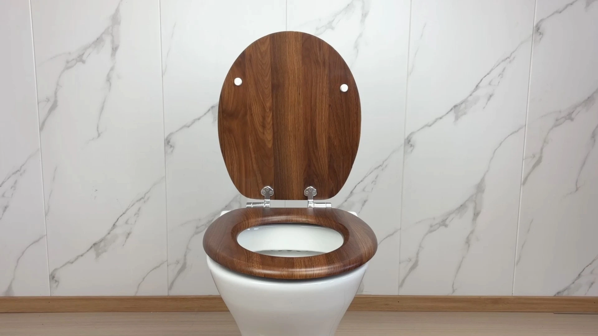 Fanmitrk Brown Wooden Finish Soft-Close Toilet Seat G200-1 1