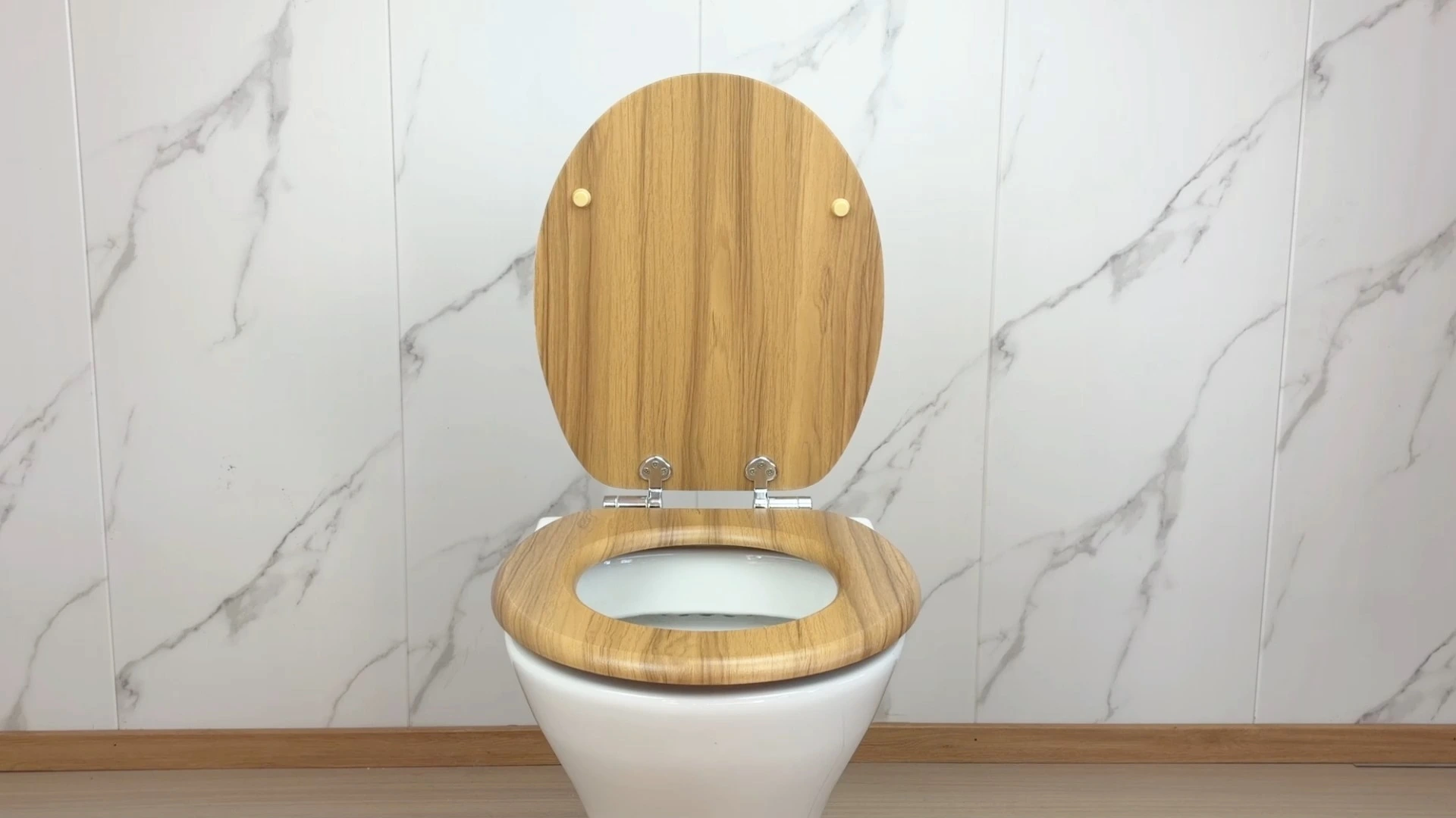 Fanmitrk Walnut Finish Soft-Close Toilet Seat BL104-1 1