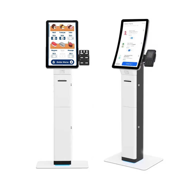 Bargeldlose Warteschlange, Selbstbedienung, Online-Bestellung, automatisiertes Werbeterminal, interaktiver Touchscreen-Kiosk für mobile Zahlungen 1