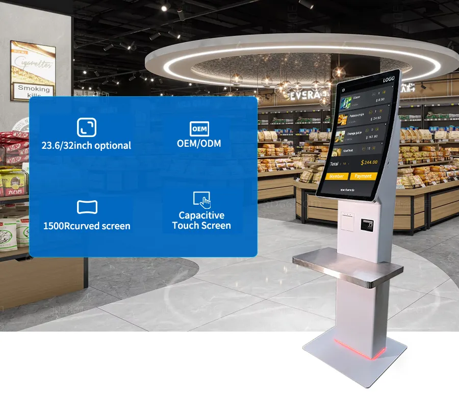 Touch Screen Monitor Kiosk 32 Inch Self Service Check Out Payment Kiosk - - LUXURING 9
