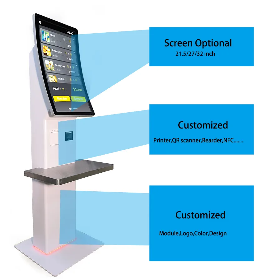 Touch Screen Monitor Kiosk 32 Inch Self Service Check Out Payment Kiosk - - LUXURING 2