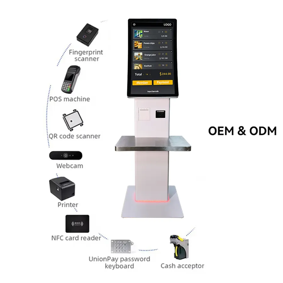 Touch Screen Monitor Kiosk 32 Inch Self Service Check Out Payment Kiosk - - LUXURING 5