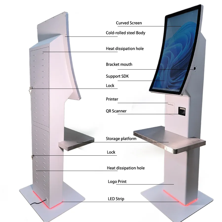 Touch Screen Monitor Kiosk 32 Inch Self Service Check Out Payment Kiosk - - LUXURING 7