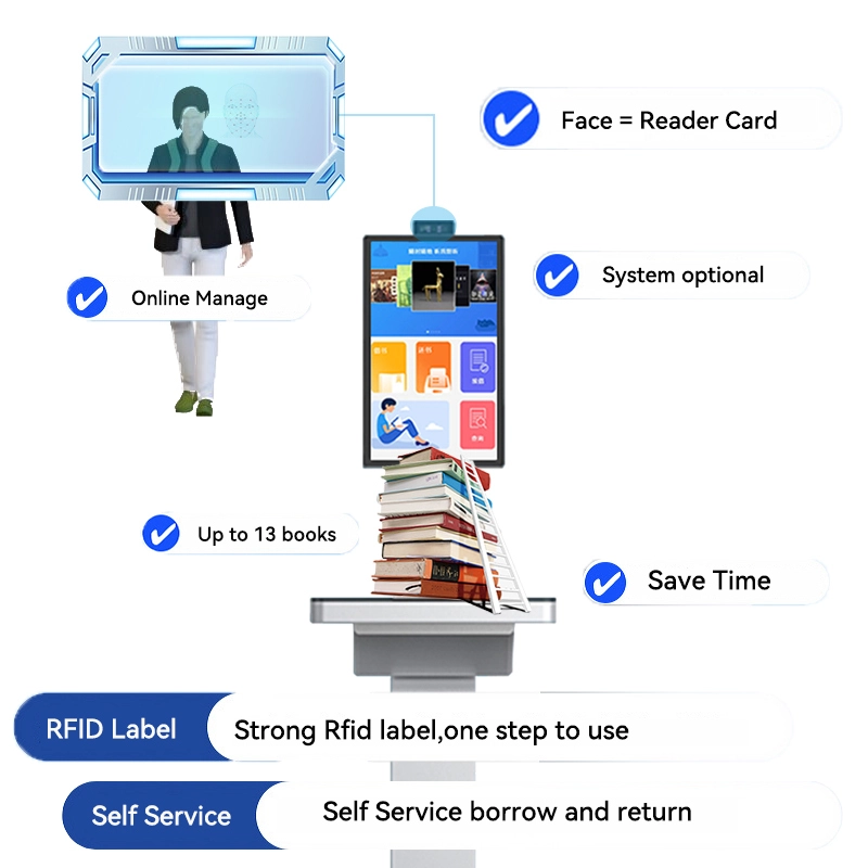 كتاب قارئ الكتب Kiosk Smart Android Touch Terminal Intelligent System System Small Checkout Counter لمكتبة المكتبة 1