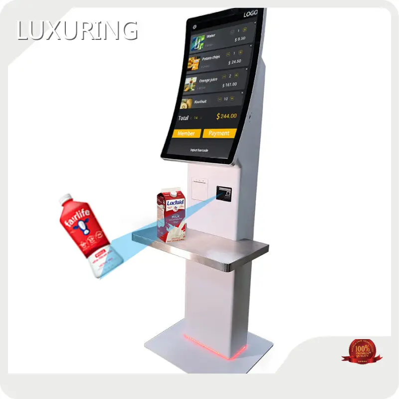 Digital Signage Touch Display Curved Screen Supermarket Check Out Payment Kiosk by LUXURING 1