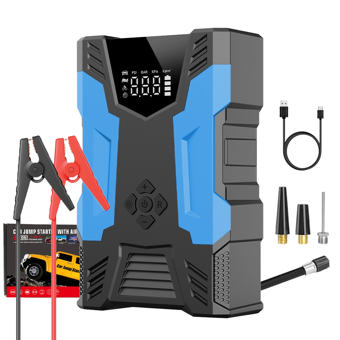 Gferauto A23 Portable Car Jump Starter with Air Compressor Battery Pack with Air Pump (Blue) 1