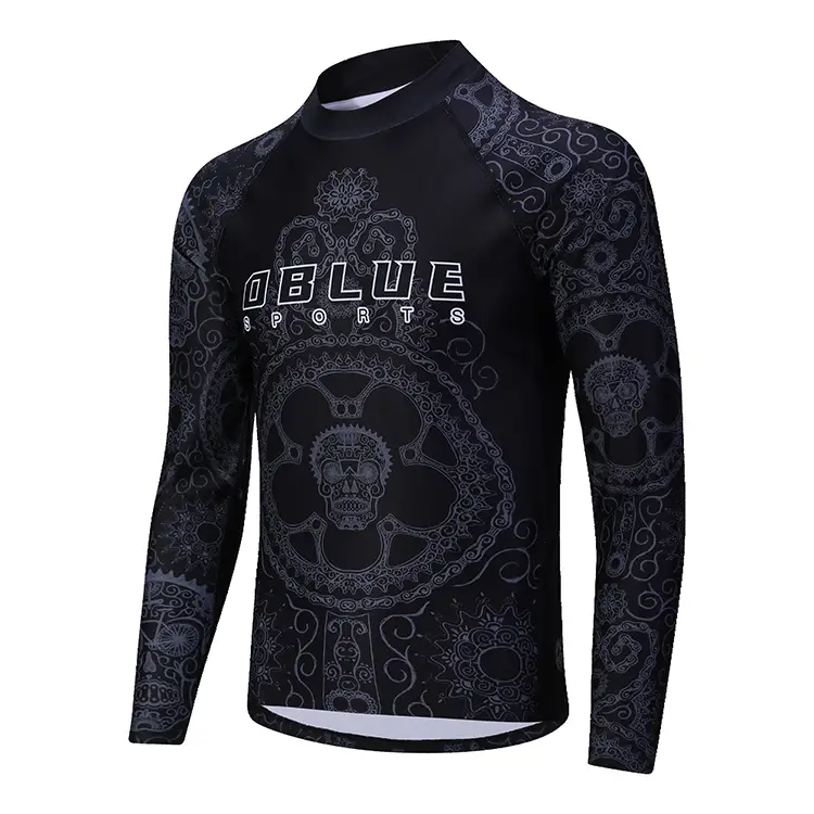 Monaróir OEM Rash Guard Men Sublimation Clóbhuailte Spandex Bjj Rash Guard Léinte Comhbhrúite MMA Rashguard 1