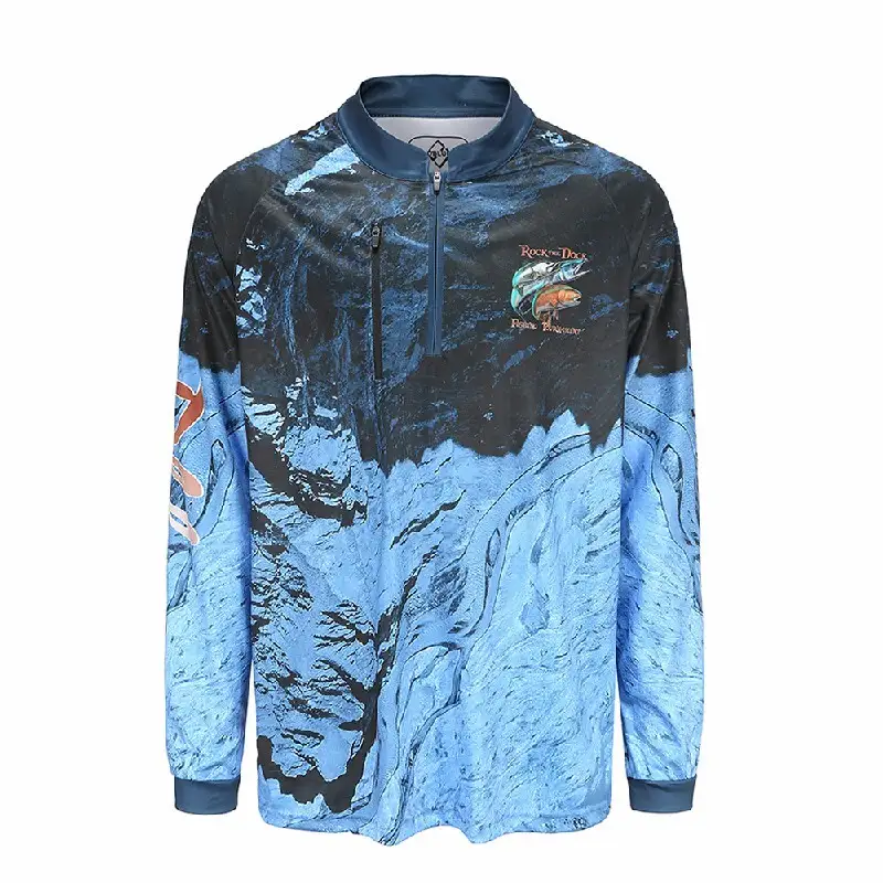 Wholesale Customized Sublimation Printed Long Sleeve Quarter Zip Custom Sublimation Fishing Jersey Fishing Shirt 1