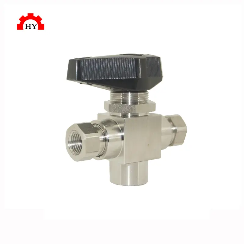 HY الفولاذ المقاوم للصدأ 6000psi 1/2 NPT 2 طريقة 3 طريقة أداة مرتكز الدوران الكرة صمام 1