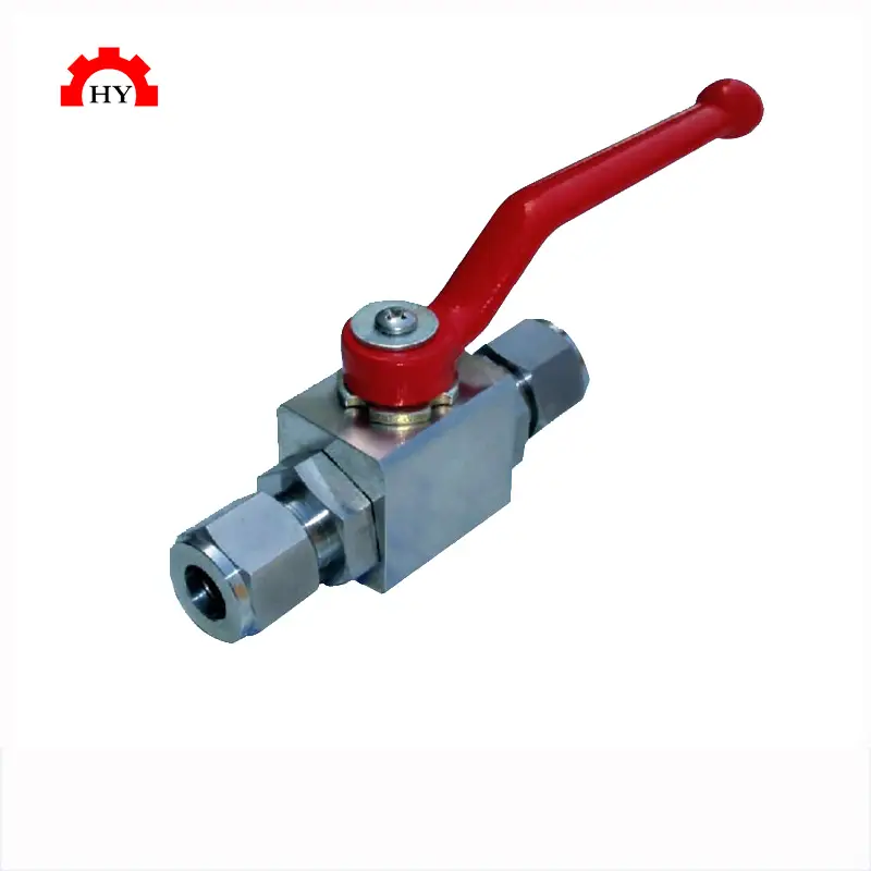 HY 2 voies 1/8 -1 3000 PSI 6000 PSI robinet à tournant sphérique hydraulique à double virole pour gaz liquide haute pression 1
