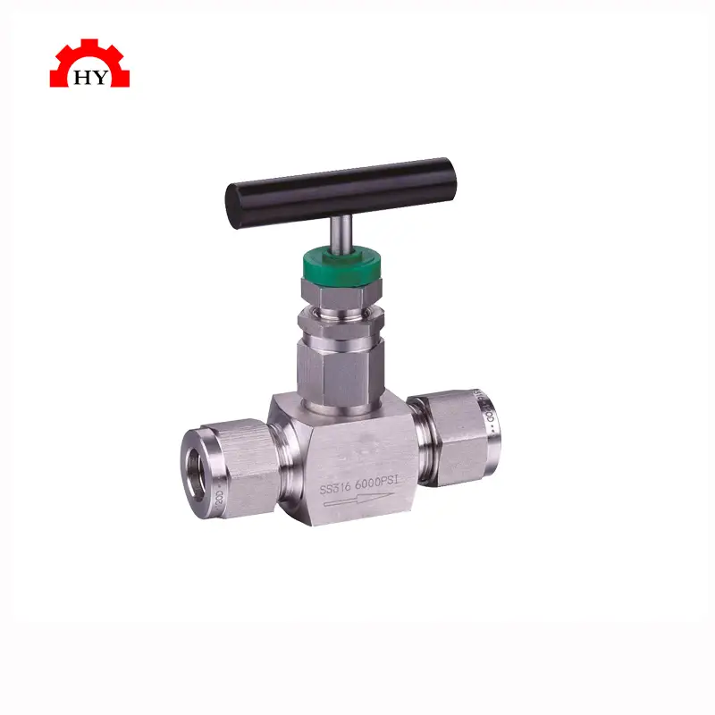 HY SS304 SS316 3000 PSI 6000 PSI Double Ferrules Compression Needle Valve 1