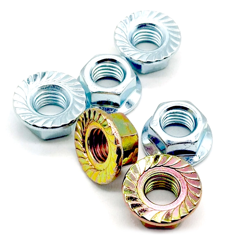 Unibrige DIN6923 ISO4161 Outer Hexagon Flange Nuts Pinking Slip Locking Locknuts Knurled Serrated Flange For Motorcycles Cars 1