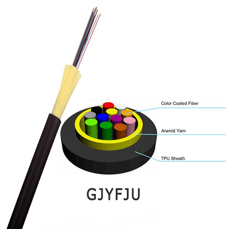 Micro ADSS Drop Cable TPU Outer Jacket Tight Buffer Fiber 1 Core 2 Core Optical Fiber Cable 1