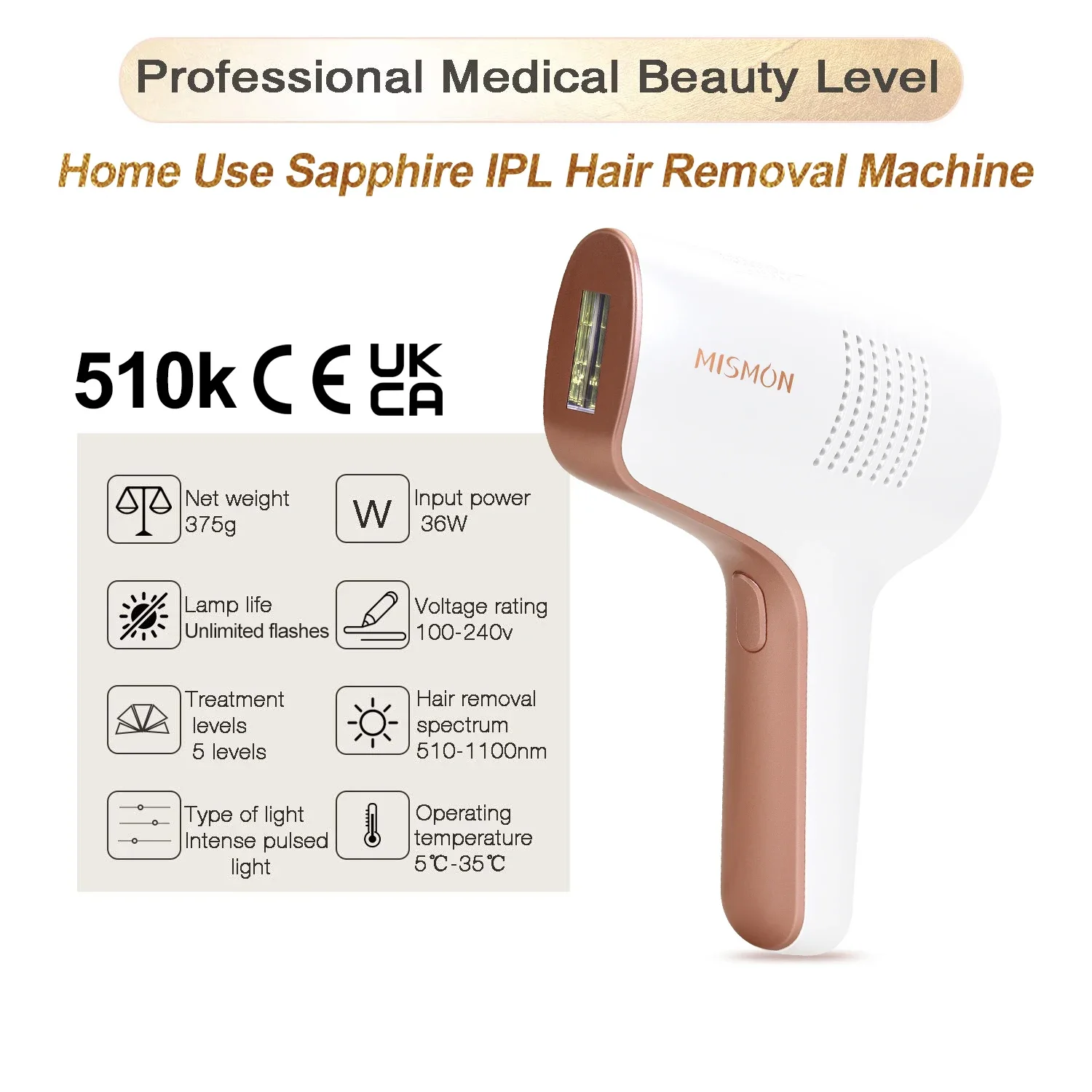 Solaraiche inneal toirt air falbh falt Ipl as ùire 9-15J Mismon Brand 3