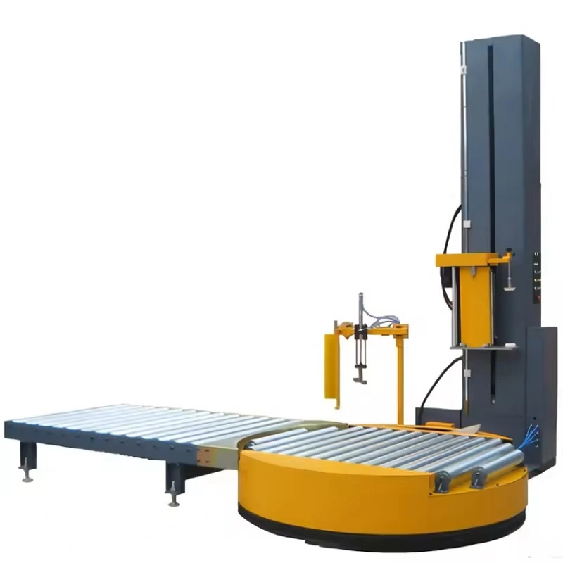 Automatic online pallet wrapping machine with conveyor 1