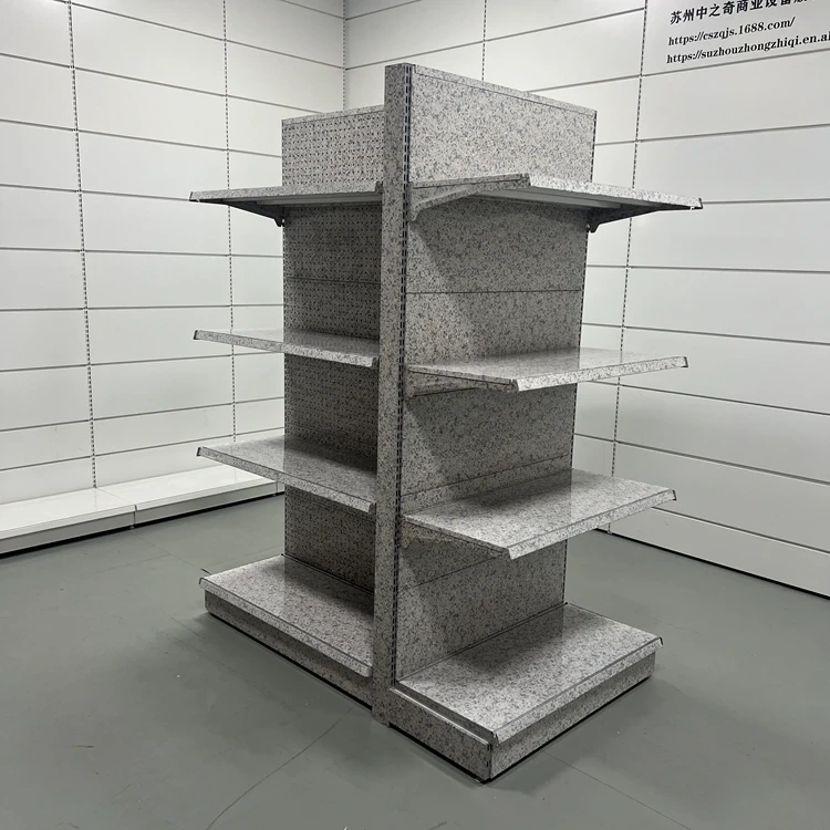 Fabryczne niestandardowe wyposażenie supermarketów Sklep spożywczy Półki supermarketowe Regał supermarketowy Dwustronny metalowy Heavy Duty 50 zestawów 1