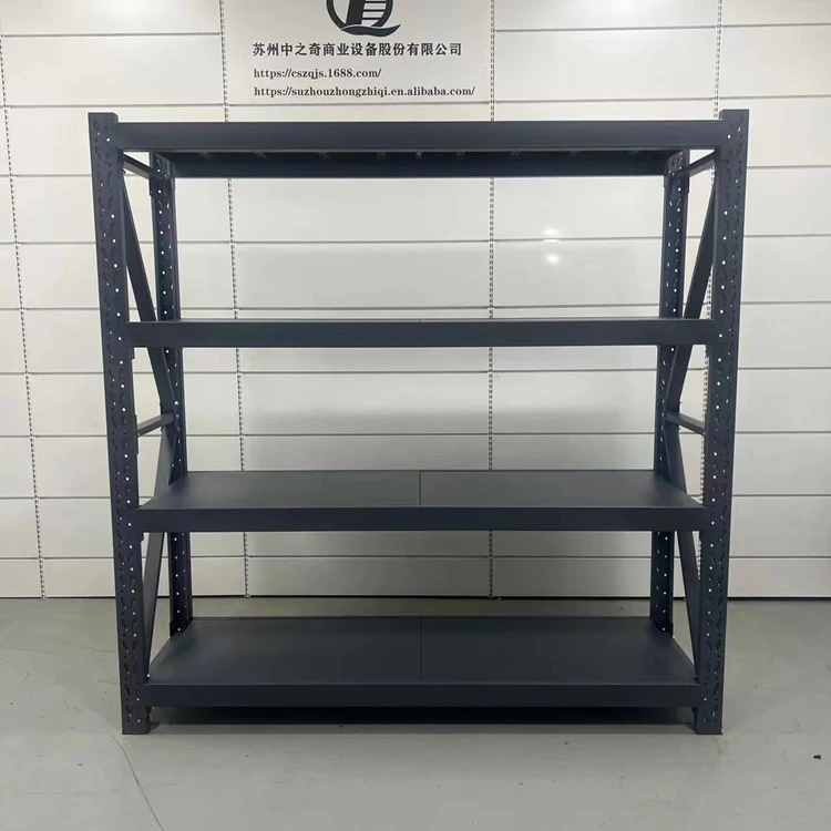 Venda quente preto 4 camadas 100kg longo período prateleiras de armazenamento de metal industrial rack de armazém 1