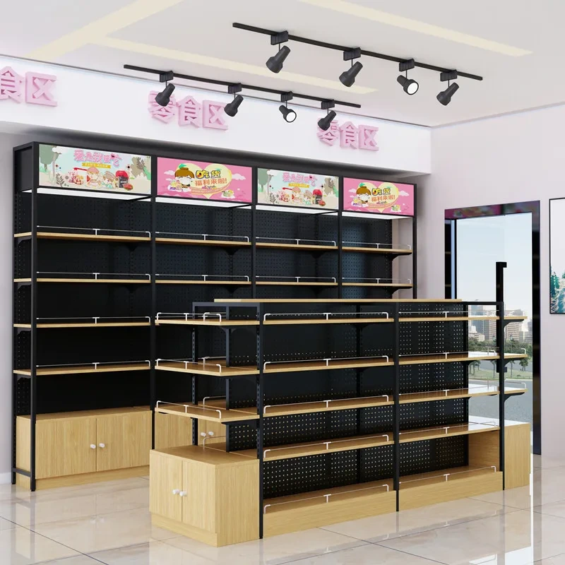 Heavy Duty Heavy Duty Steel Wood Single/double Sided Retail Store Supermarket Shelves Rack 1
