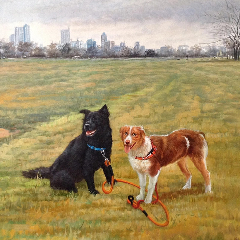 Pinturas al óleo personalizadas de retratos de perros, arte de pared de alta calidad hecho a mano 100% para regalo 1