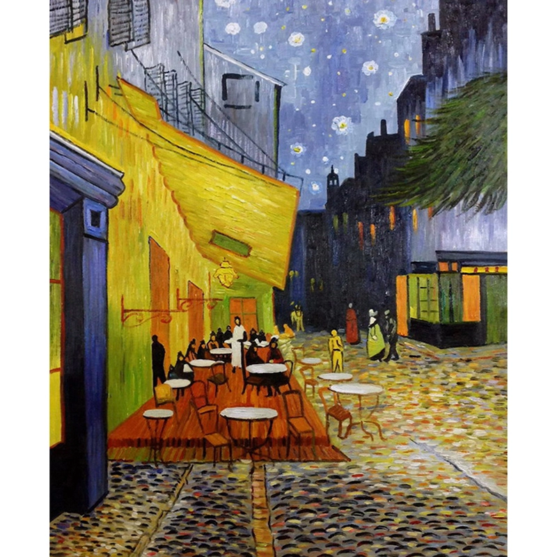 Terraço do Café pintado à noite à noite por Vincent Van Gogh Reprodução em tela - ARTLAND 1