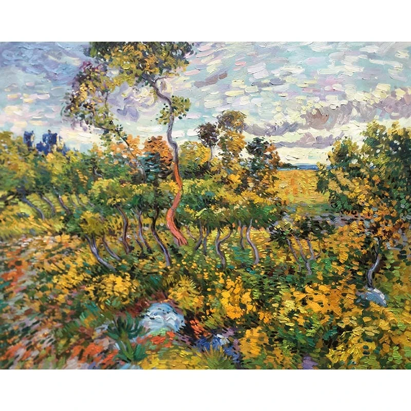 Pôr do sol pintado à mão em Montmajour 1888 Reprodução de Van Gogh em tela - ARTLAND 1