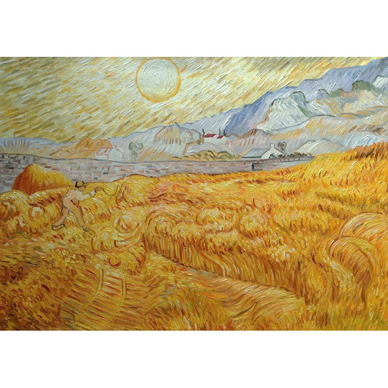 Campo de trigo pintado à mão com Reaper Van Gogh, reprodução em tela - ARTLAND 1
