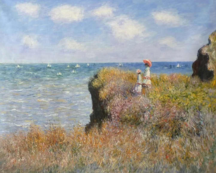 Высокое качество Прогулка по скале, Pourville Claude Monet, ручная роспись, репродукция картины маслом 1