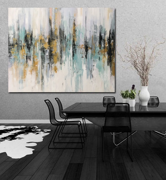 Grote muur decor voor woonkamer canvas kunst aan de muur voor slaapkamer gouden abstracte schilderijen moderne badkamer canvas kunst handgemaakte oversized abstracte kunst 1