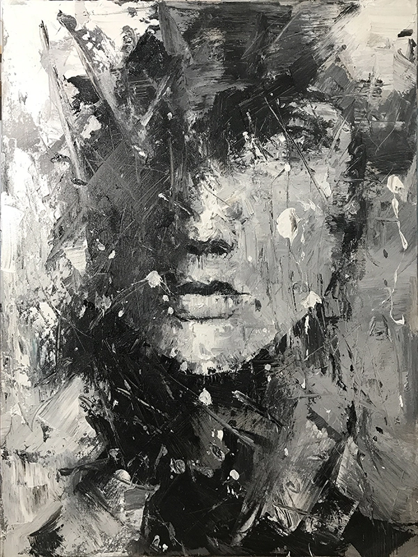 Woman Face Home Decor Black and White Knife Portrait Face Painting 1