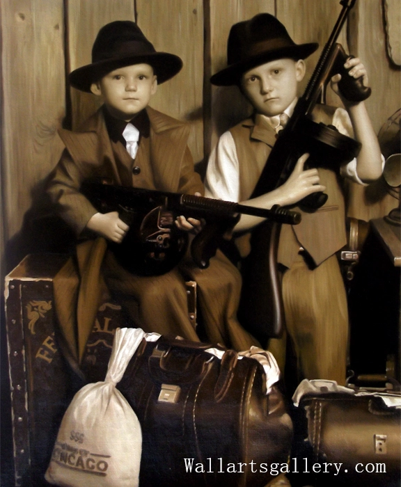 Good quality wall art retro realistic cute child portrait hand painted oil painting on canvas for gift 1