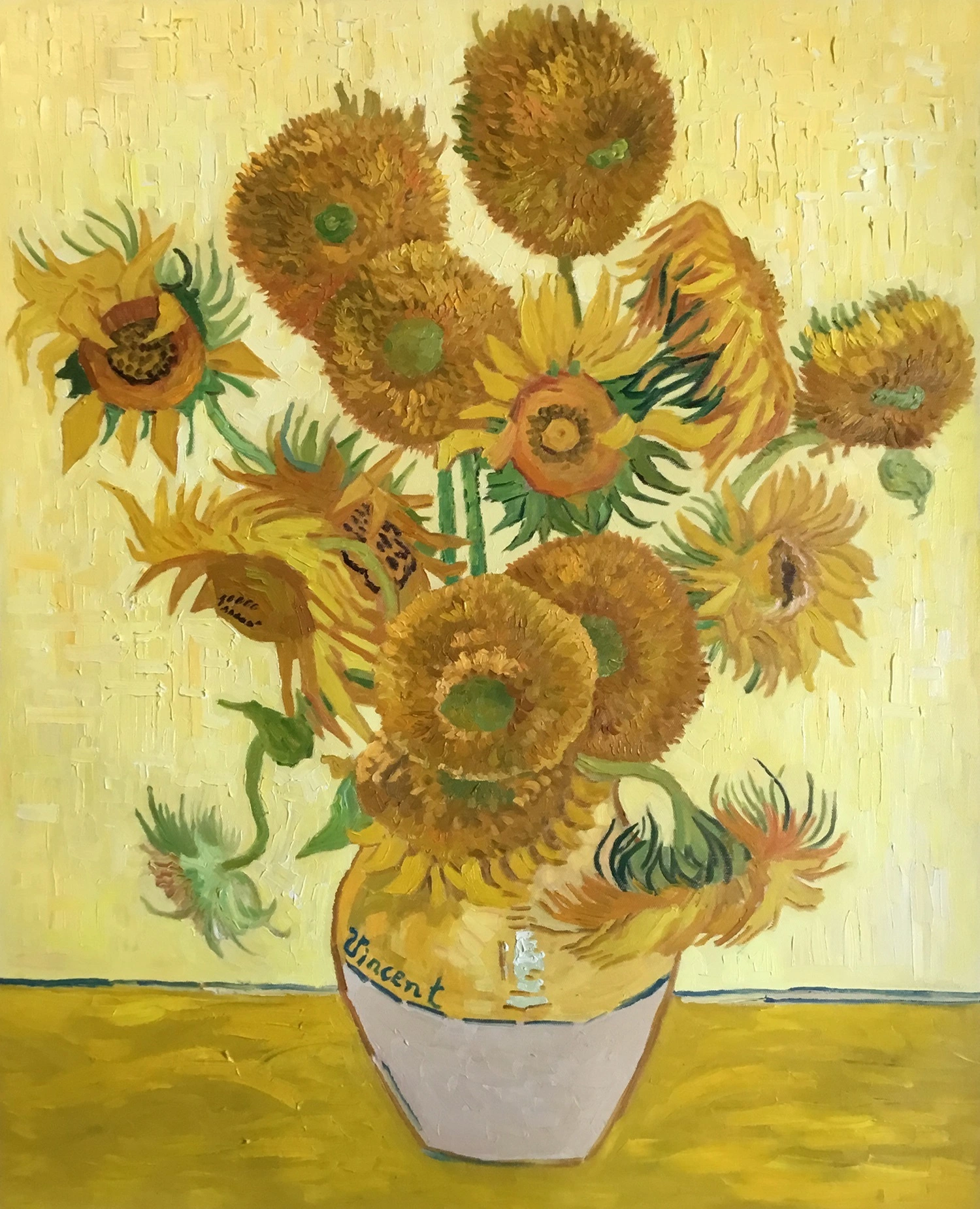 Hand painted high quality Sunflowers Vincent van Gogh reproduction oil painting on canvas for sale 1