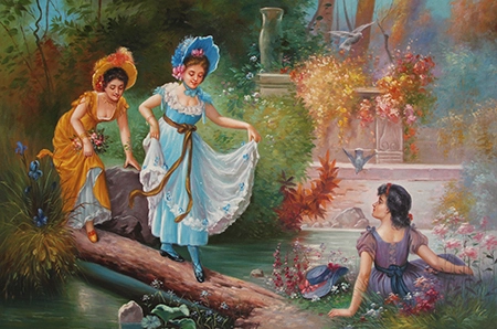 Handgefertigte Schönheitsnymphen-Gemälde von Hans Zatzka, Wandkunst-Reproduktions-Ölgemälde auf Leinwand zu verkaufen 1