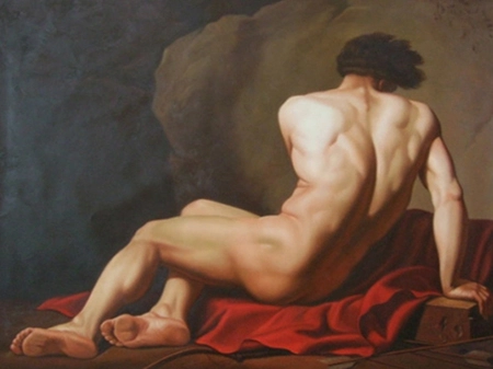 Reproducción hecha a mano de pinturas famosas de la mitología griega, lienzo de Patroclus, pintura artística sobre lienzo de Jacques Louis David 1