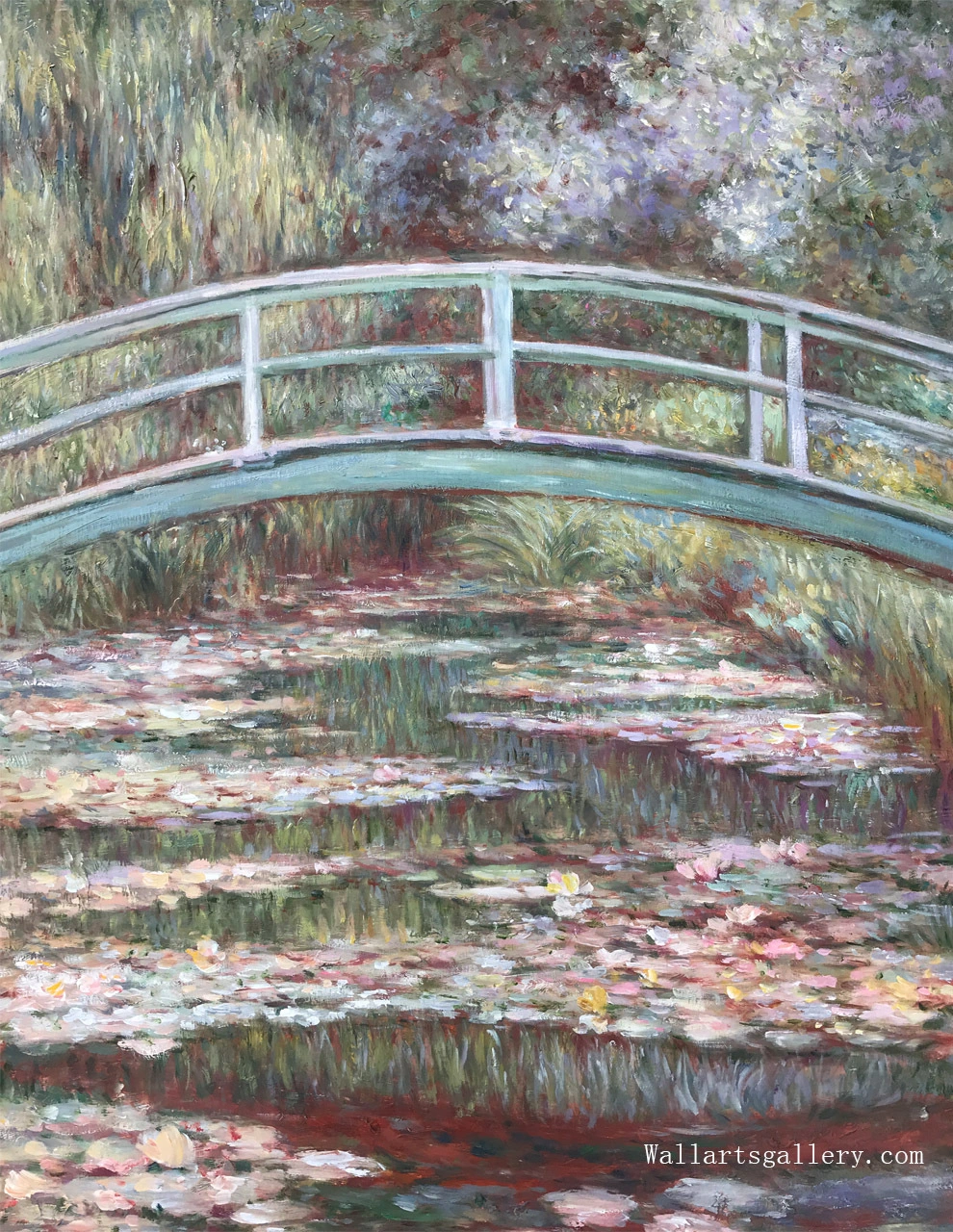Famoso impressionista di qualità museale Claude Monet ninfee e ponte giapponese Riproduzione di arte murale pittura a olio su tela 1