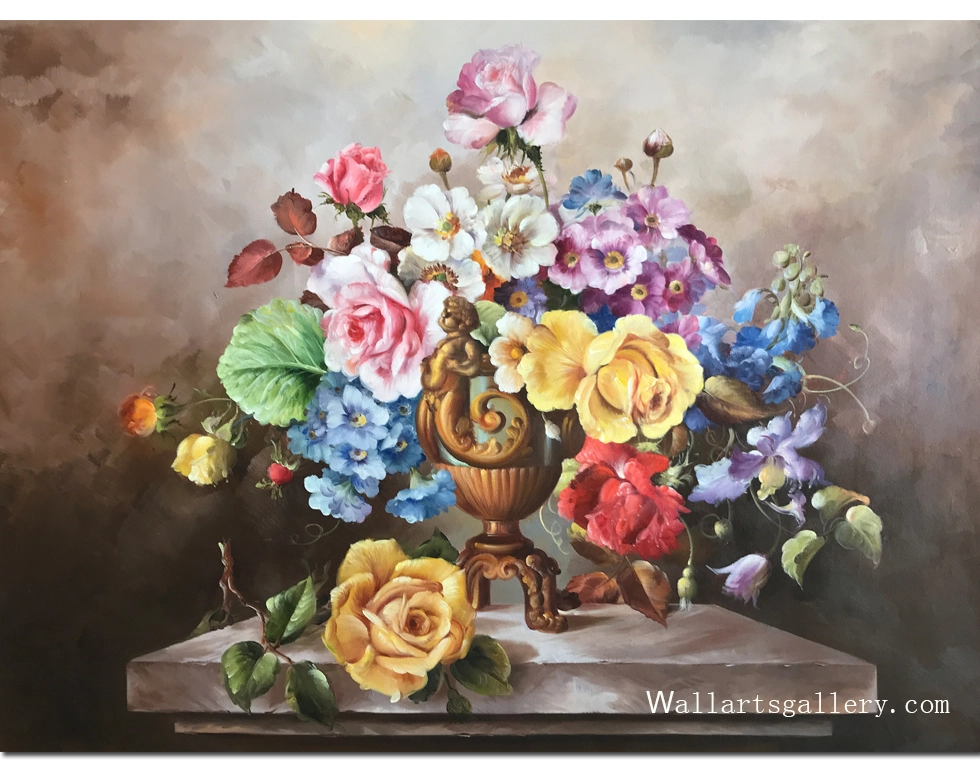 Hermosa imagen de rosa Pintura al óleo flores arte original Lienzo arte floral Blush amarillo rosa pared arte Pintura bodegón Regalo para ella 1