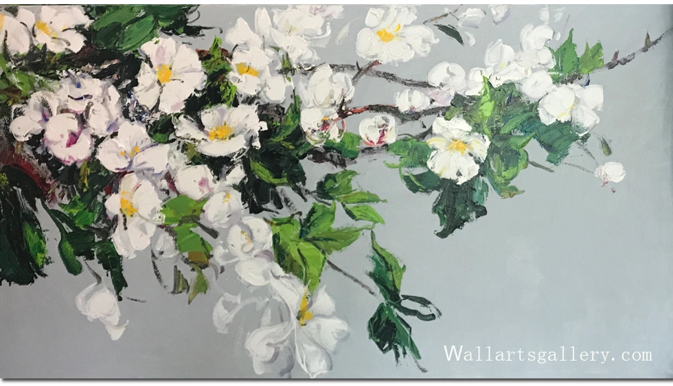 Rama de flor de cerezo Pintura al óleo original Pintura al óleo realista sobre lienzo primavera Flores regalo para su decoración del hogar de arte de pared 1