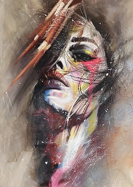 Handmade wall art high quality colorful woman portrait wall art abstract girl face home decor painting 1
