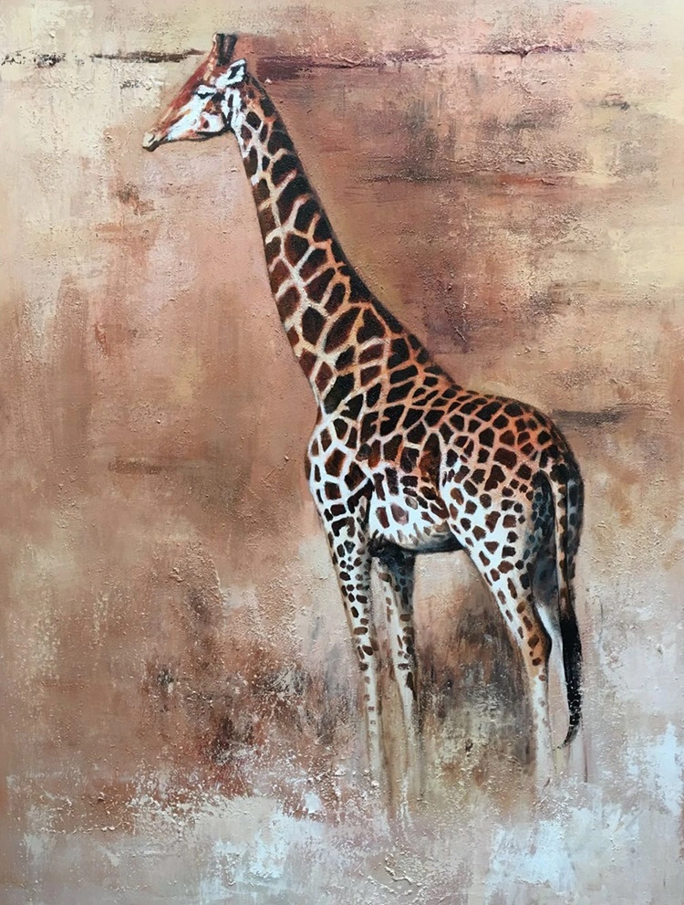 Purely handmade giraffe painting on canvas, giraffe oil painting for sale, giraffe wall art, animal painting on canvas original artwork ,animal painting for kid 1