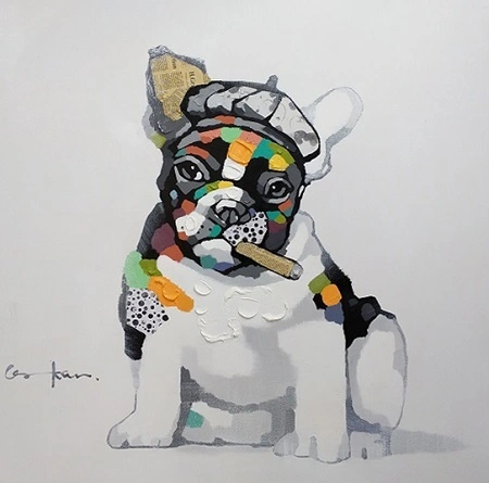 Cane pittura su tela pittura acrilica immagini di arte della parete per soggiorno decorazioni per la casa pop art animale pittura pop art intelligente cane su tela moderna pittura a olio astratta pittura a olio fatta a mano 1