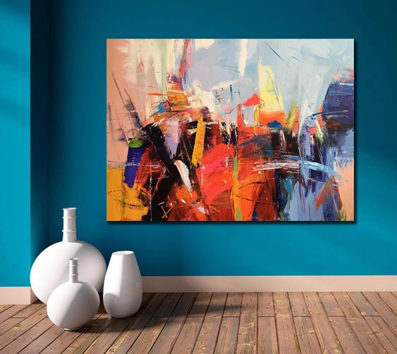 Handmade high quality captivating large original abstract colorful painting in acrylic, modern canvas wall art painting for sale 1